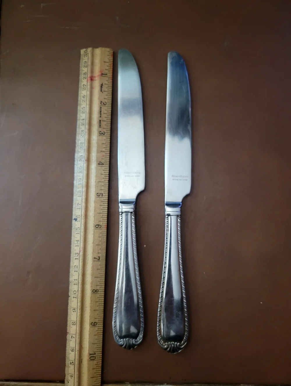 Stainless Steel Silver Dinner Knives - Classic Rope Edge (Set of 2)